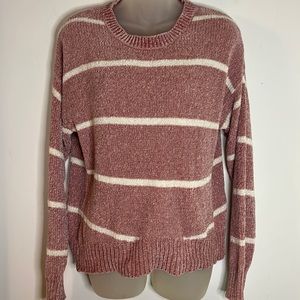 Moral Fiber Sweater Women's Size L Chenille Stripe Pullover Sweater